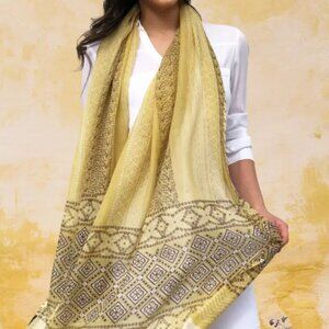 Screen Printed Merino Wool/Silk Scarf (WS1005B5)